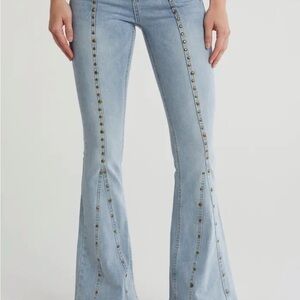 TCL Light Blue Wide Leg Jeans with Studded Details